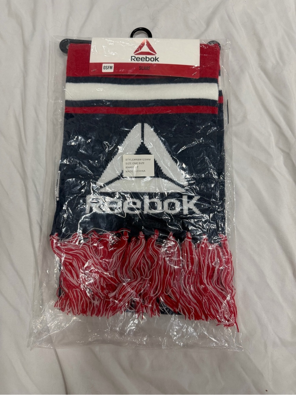 Reebok Navy, Red and White Logo Knit Scarf
